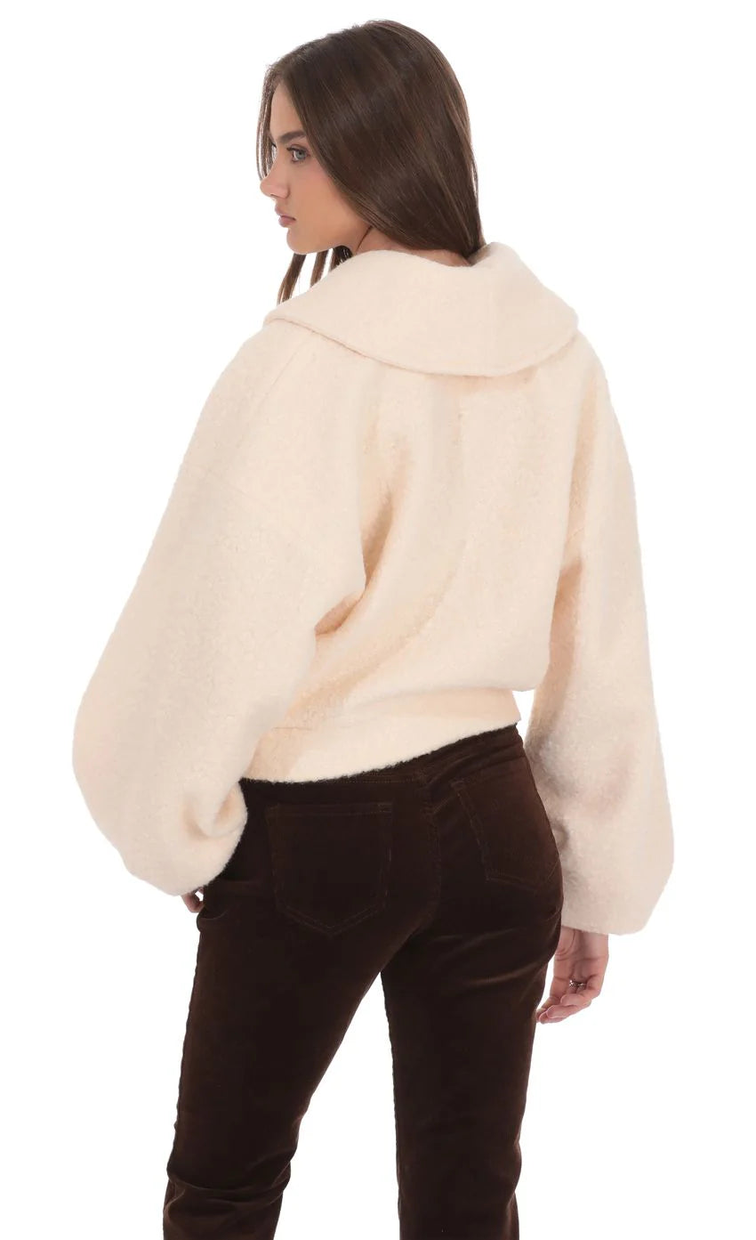 Bouclé Jacket in Blush Beige