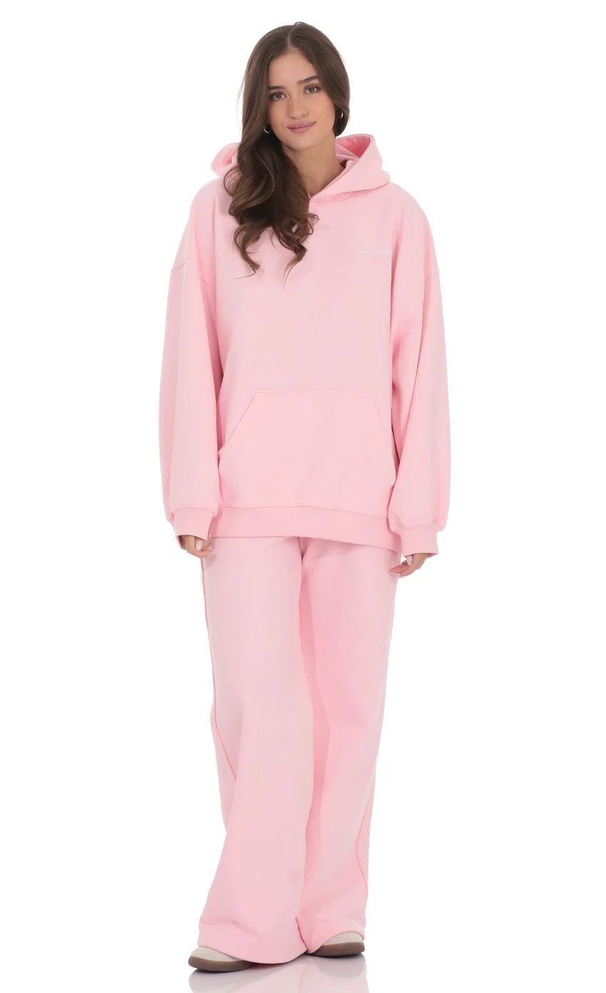 Los Angeles Print Hoodie in Pink