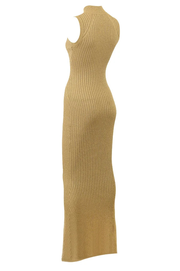 gold metallic maxi dress