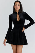 black velvet keyhole mini dress
