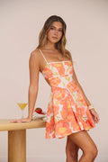 Peony Bright Mini Dress Orange