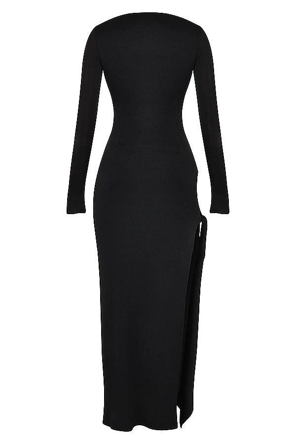 black cutout maxi dress