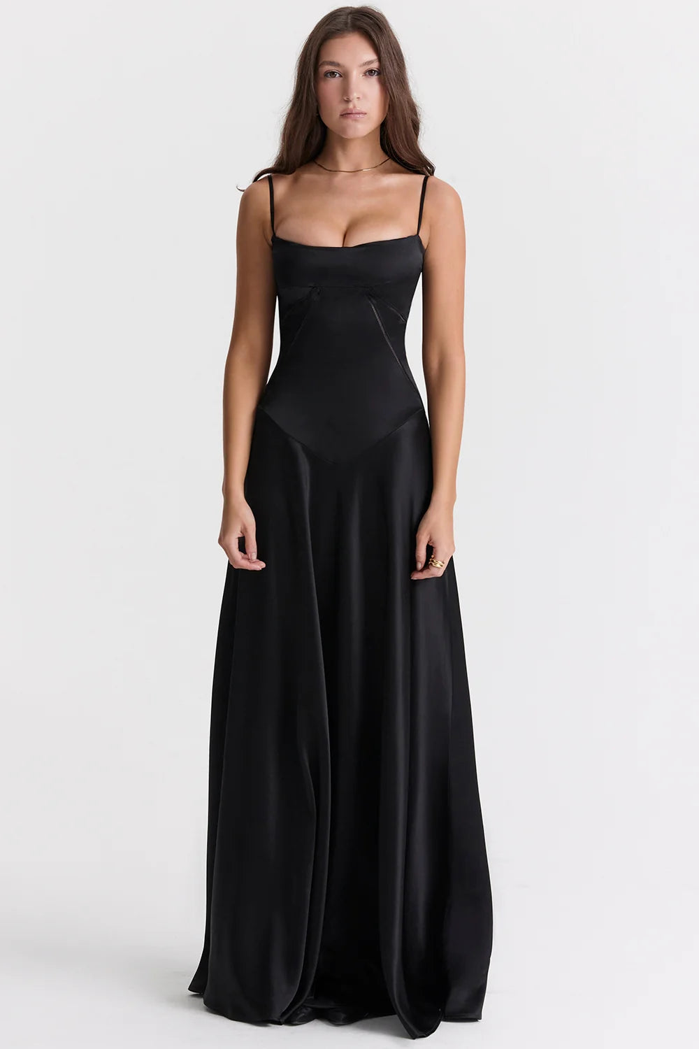 black lace up maxi dress