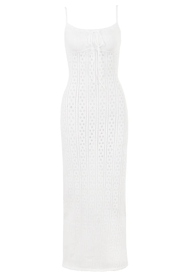 white knit maxi dress