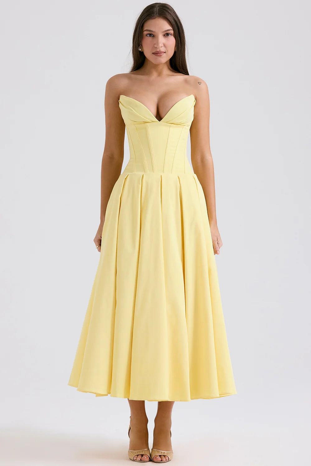 sunshine strapless tulle midi dress