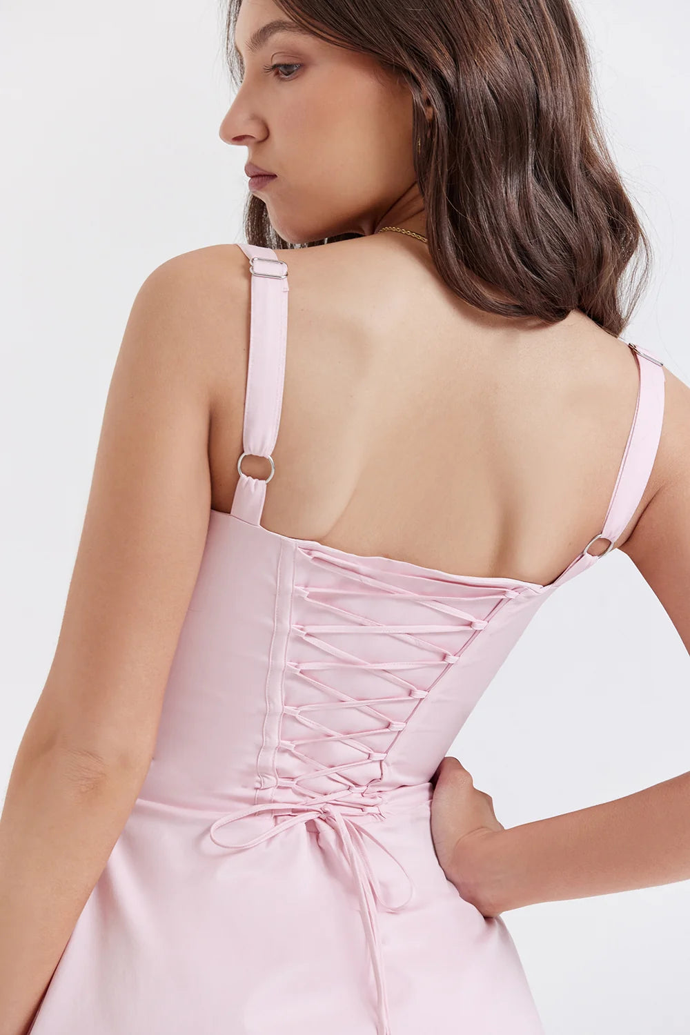 baby pink corset mini dress
