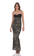 Lace Bust Maxi Dress in Cheetah Print