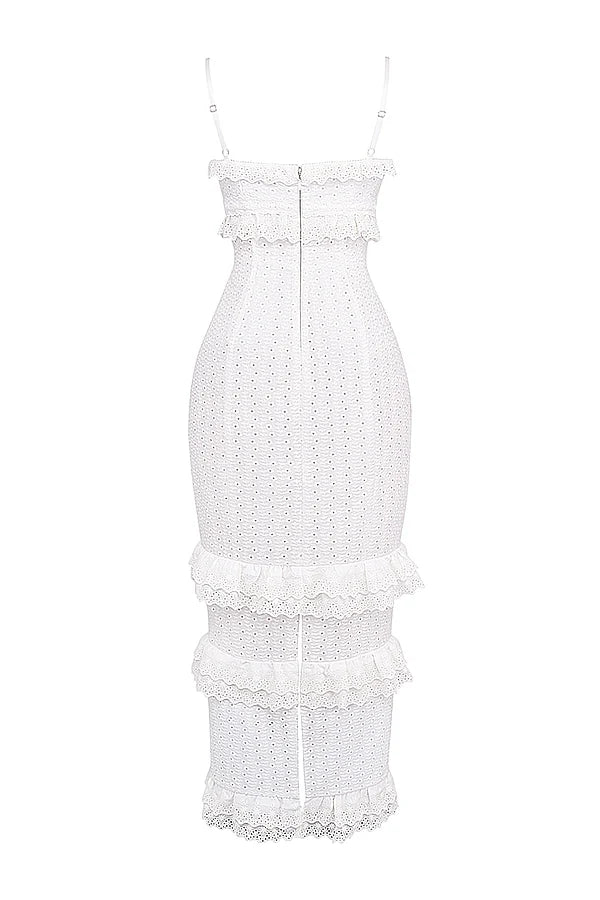 white broderie maxi dress