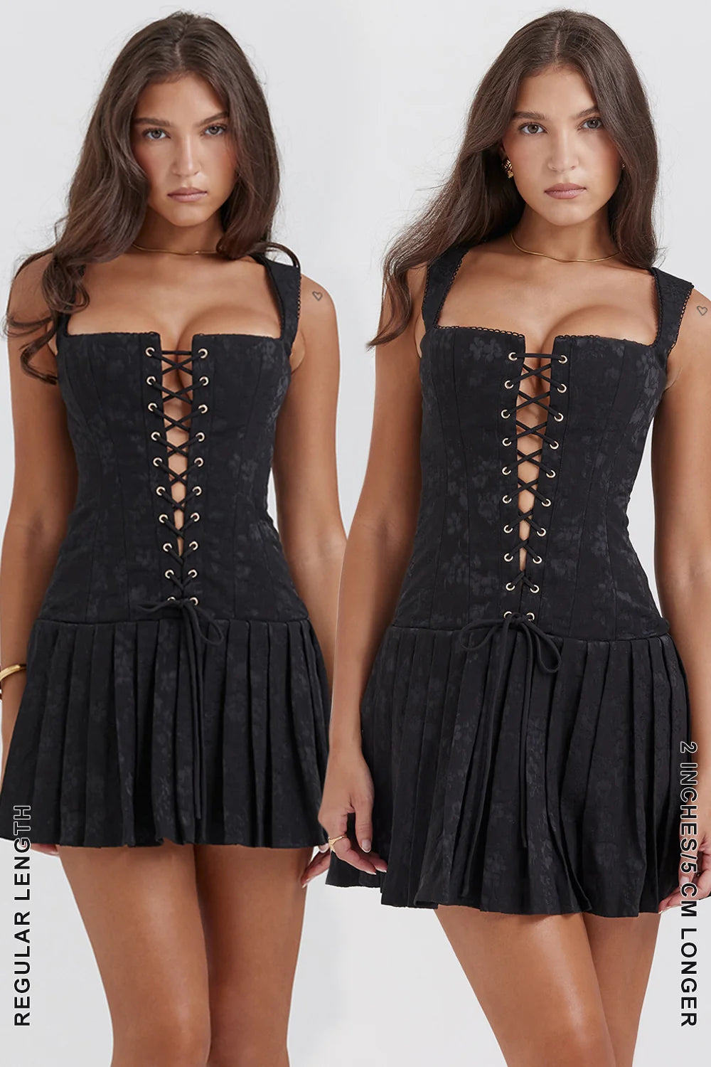 black pleated mini dress
