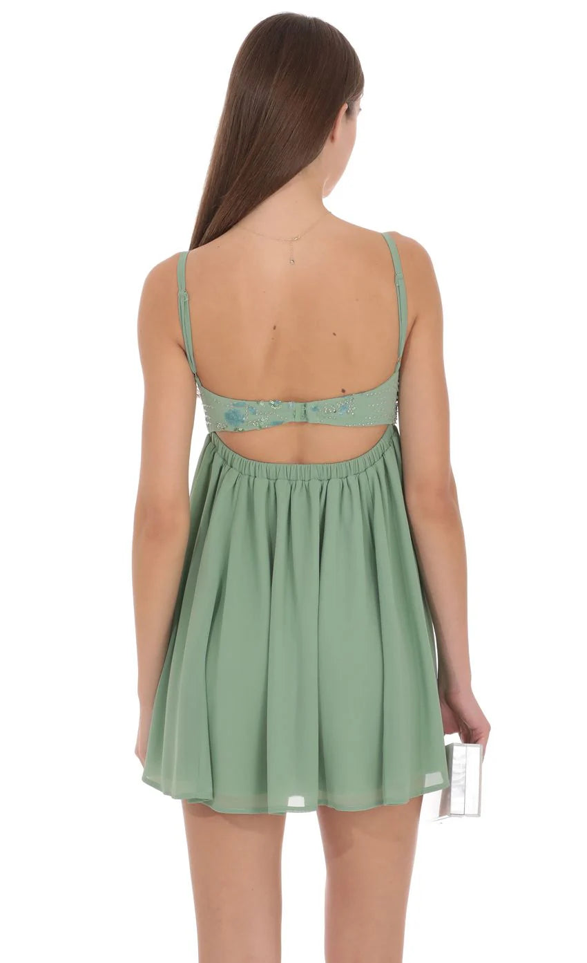 Ophelia Embellished Mini Dress
