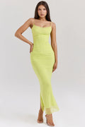 acid lime corset maxi dress