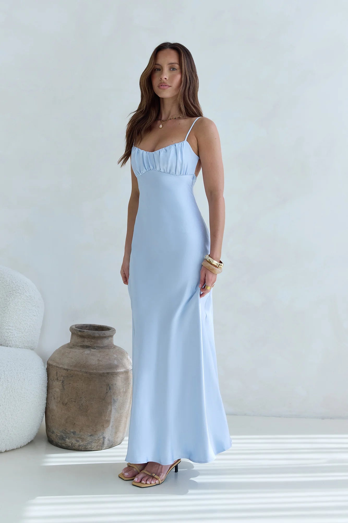 Love And Desire Satin Maxi Dress Blue