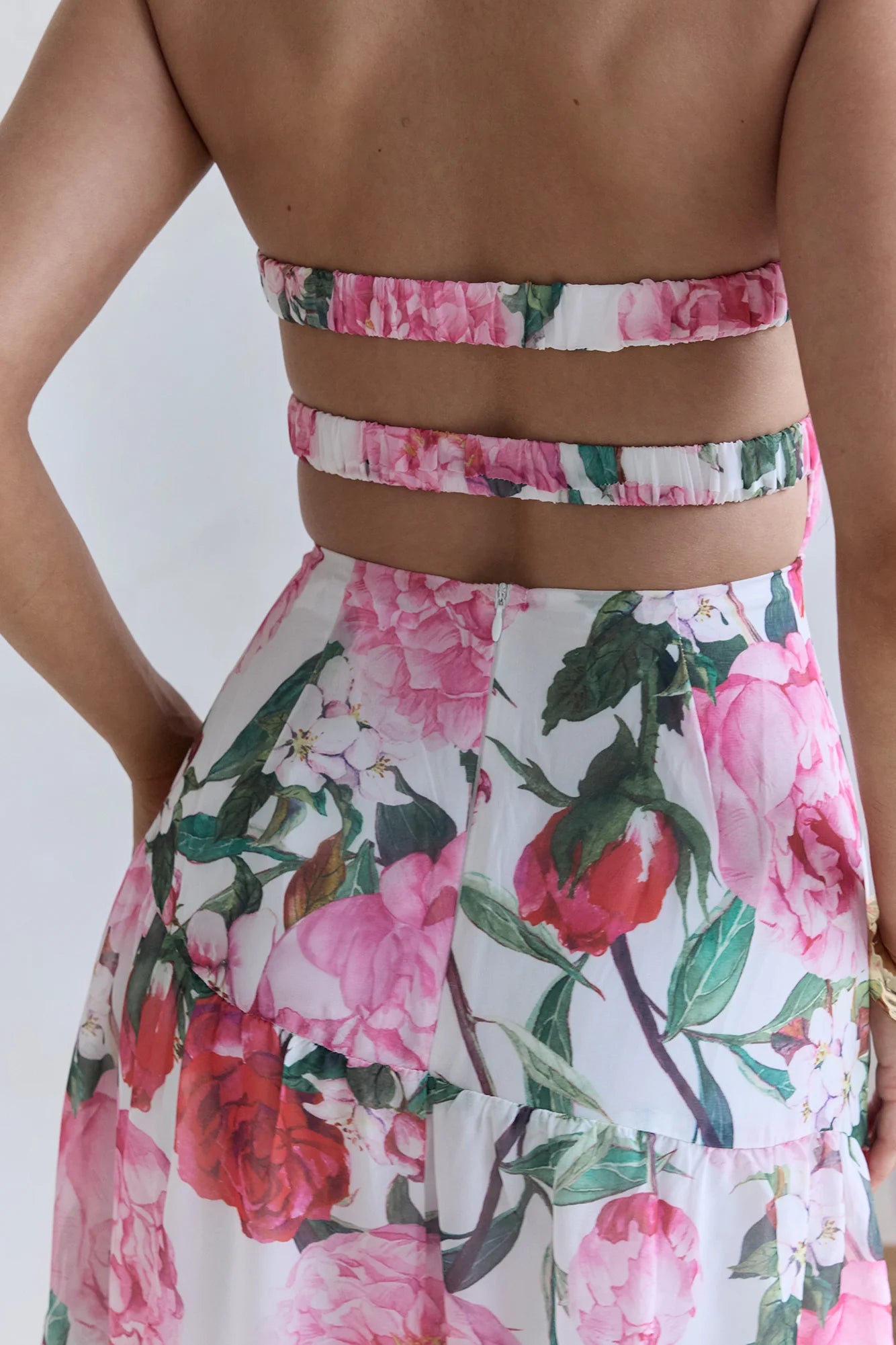 Bouquet In Bloom Strapless Maxi Dress Pink