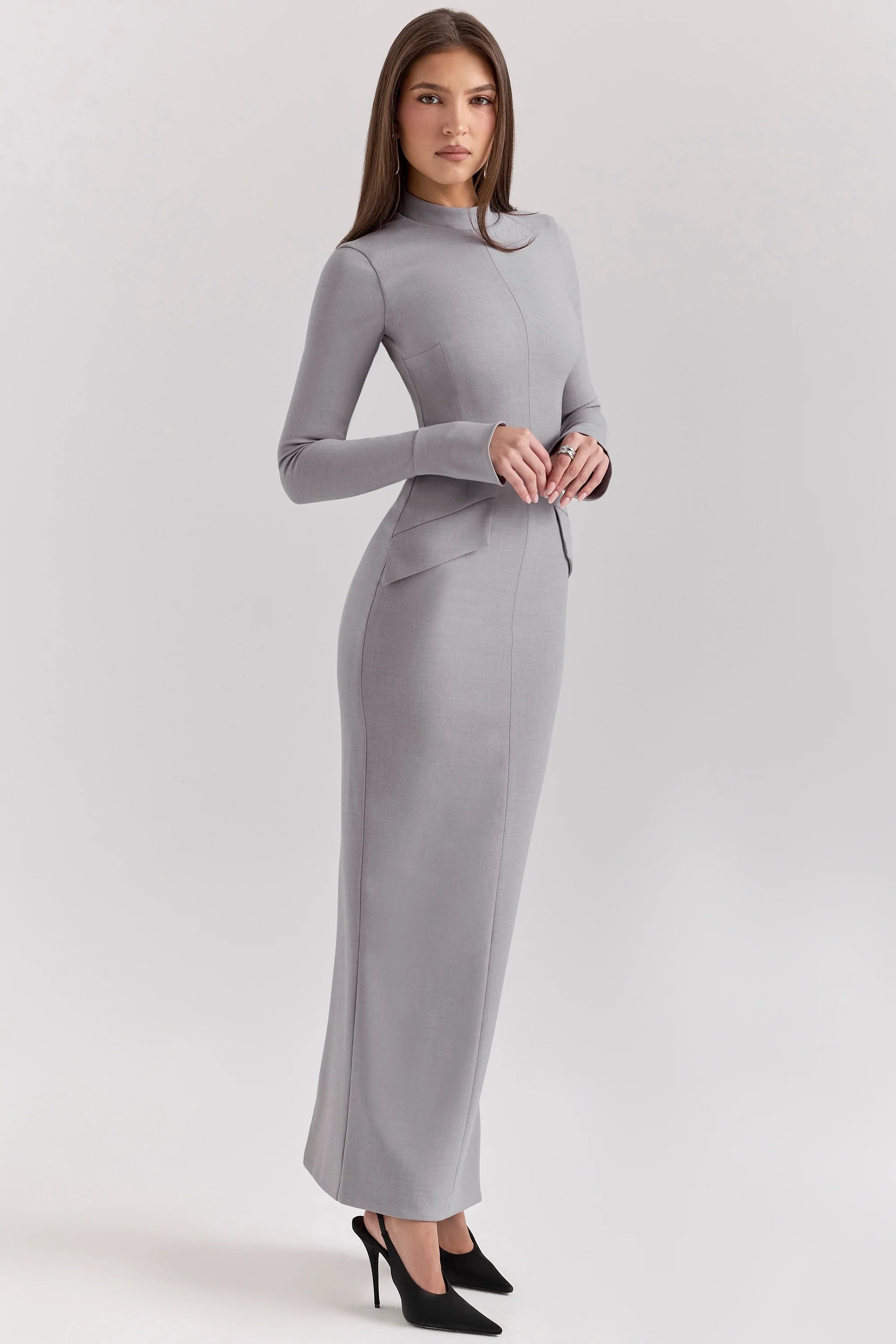 light grey bodycon maxi dress