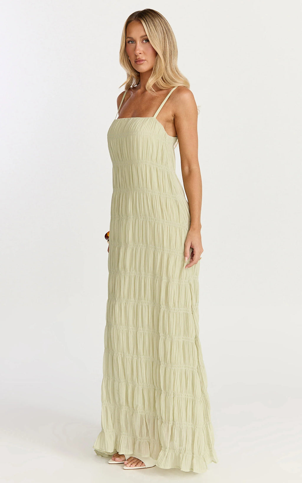 Cleo Maxi Dress - Textured Detail Dress in Sage