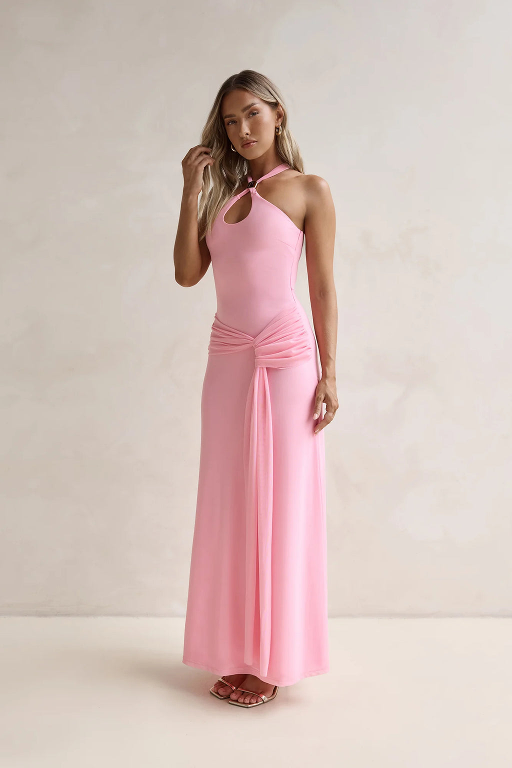 Lost In Dreams Mesh Maxi Dress Pink
