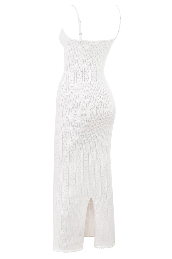 white knit maxi dress