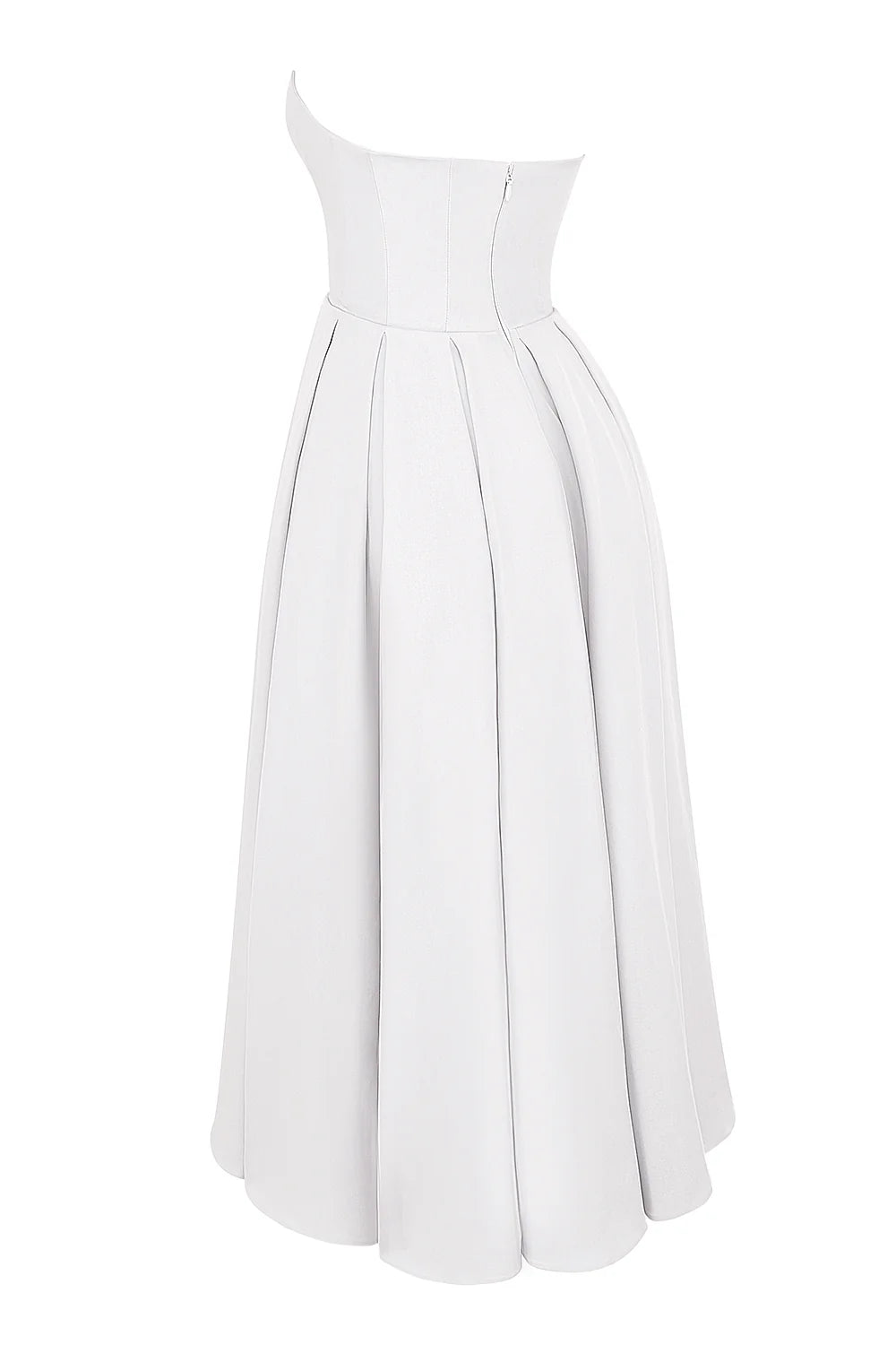 white strapless midi sundress
