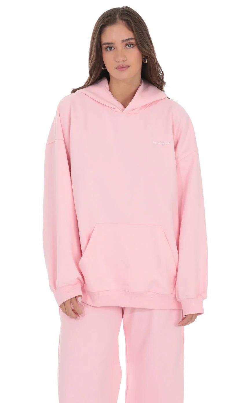 Los Angeles Print Hoodie in Pink