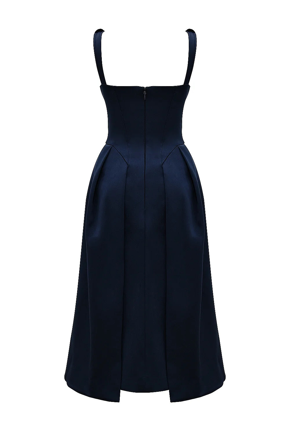 midnight twist strap satin midi dress - sale