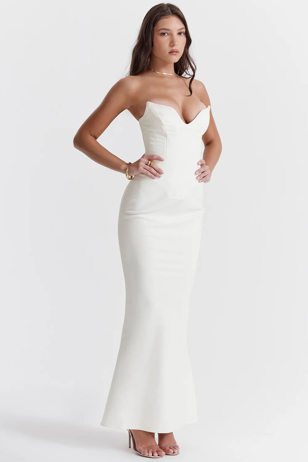 ivory strapless corset dress