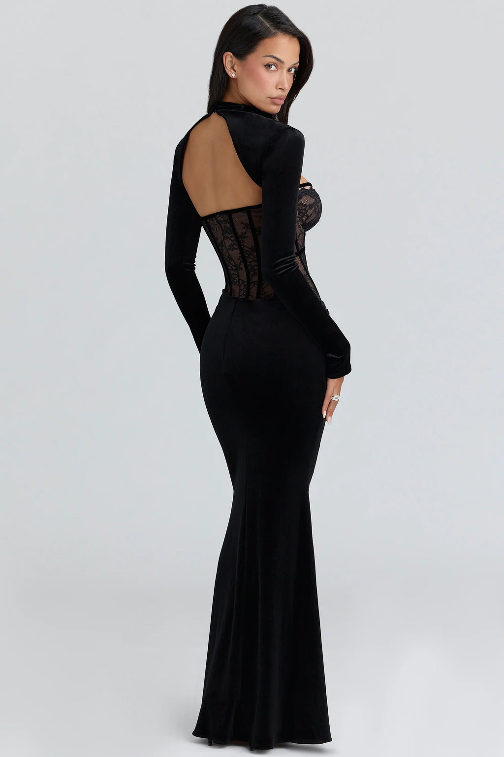 black lace maxi dress + bolero
