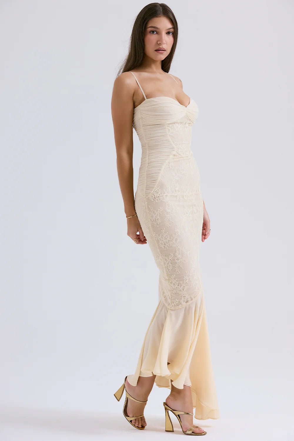 vanilla chiffon & lace gown