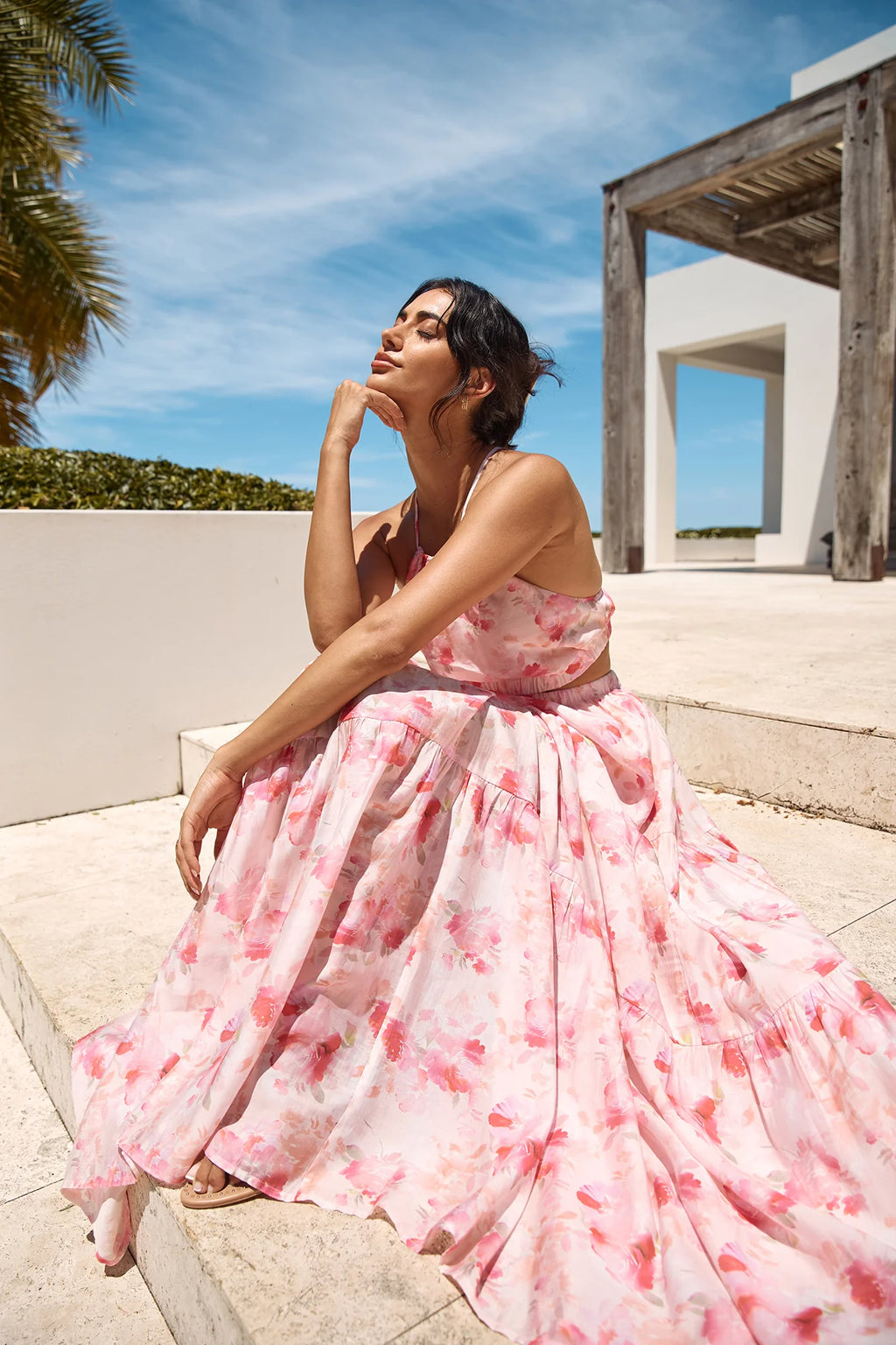 Sunset Soiree Maxi Dress Pink