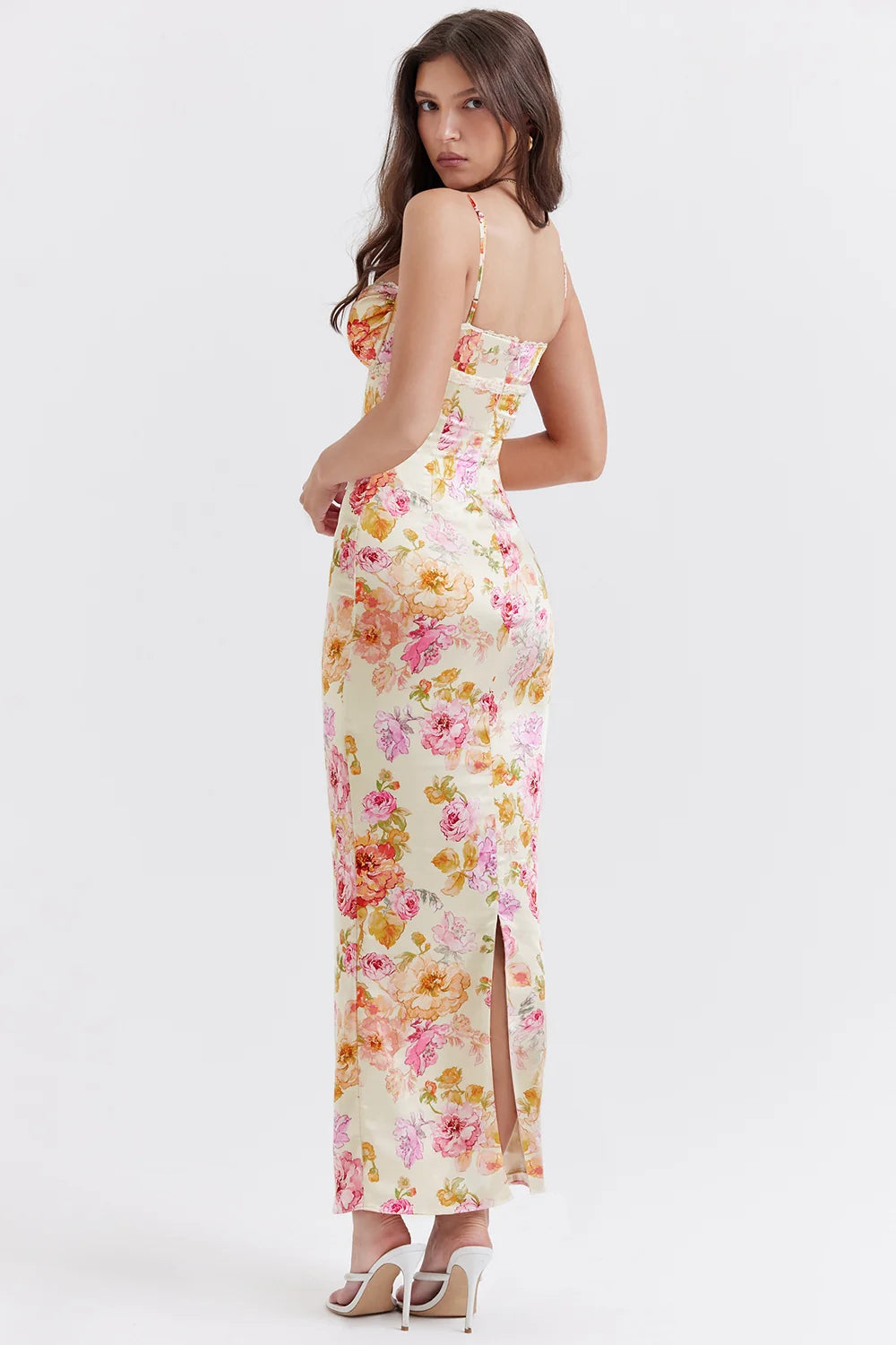 ivory floral maxi dress