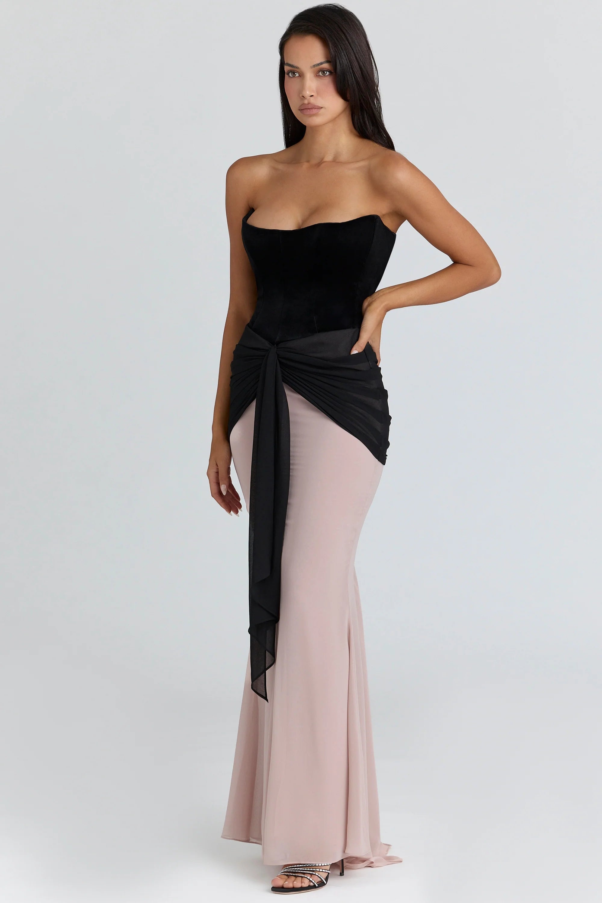 black & blush chiffon maxi dress - limited edition