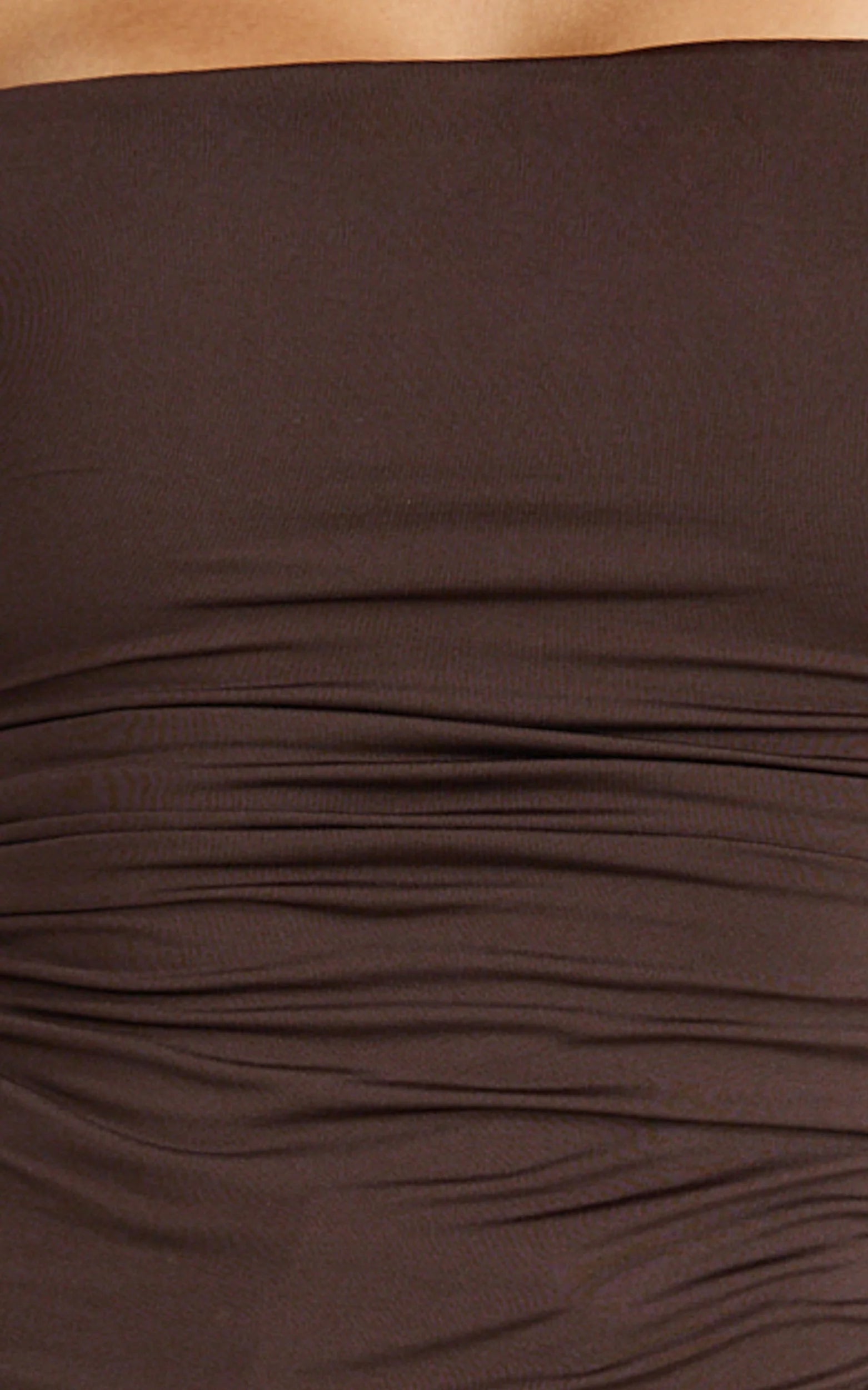 Seraphina Top - Long Sleeve Square Neck Gathered Waist Top in Chocolate