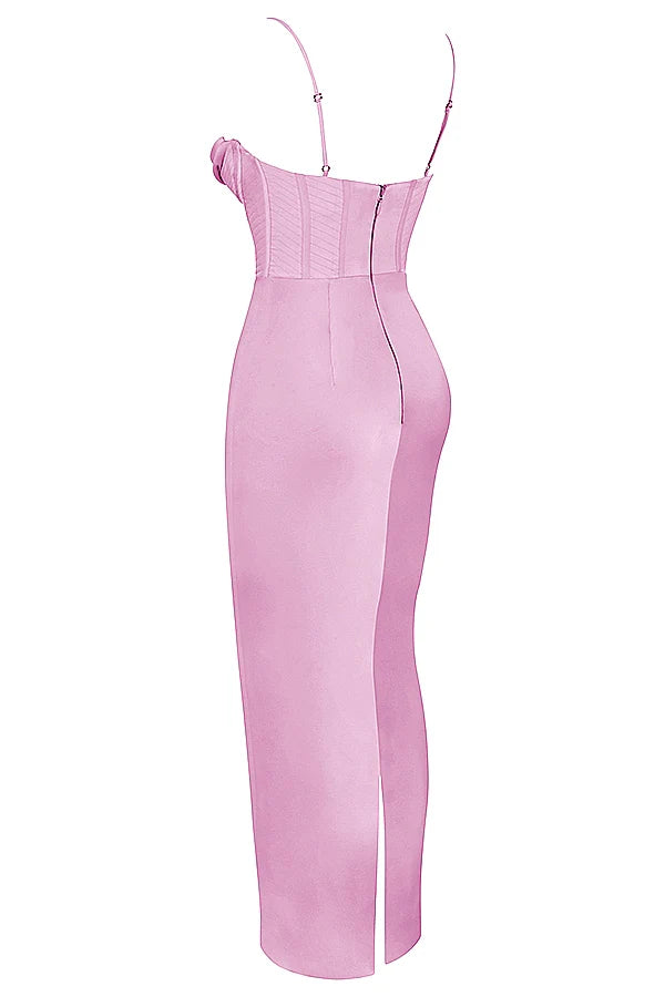 pink corset maxi dress
