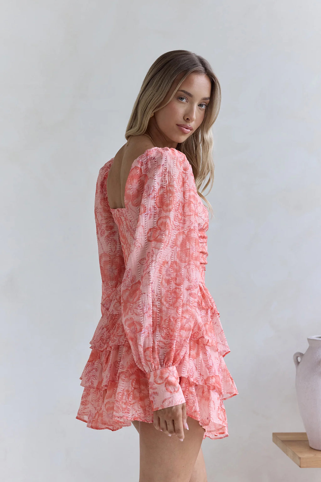 Amber Trails Long Sleeve Mini Dress Pink