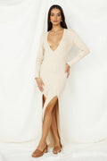 LIONESS Opulence Maxi Dress Beige