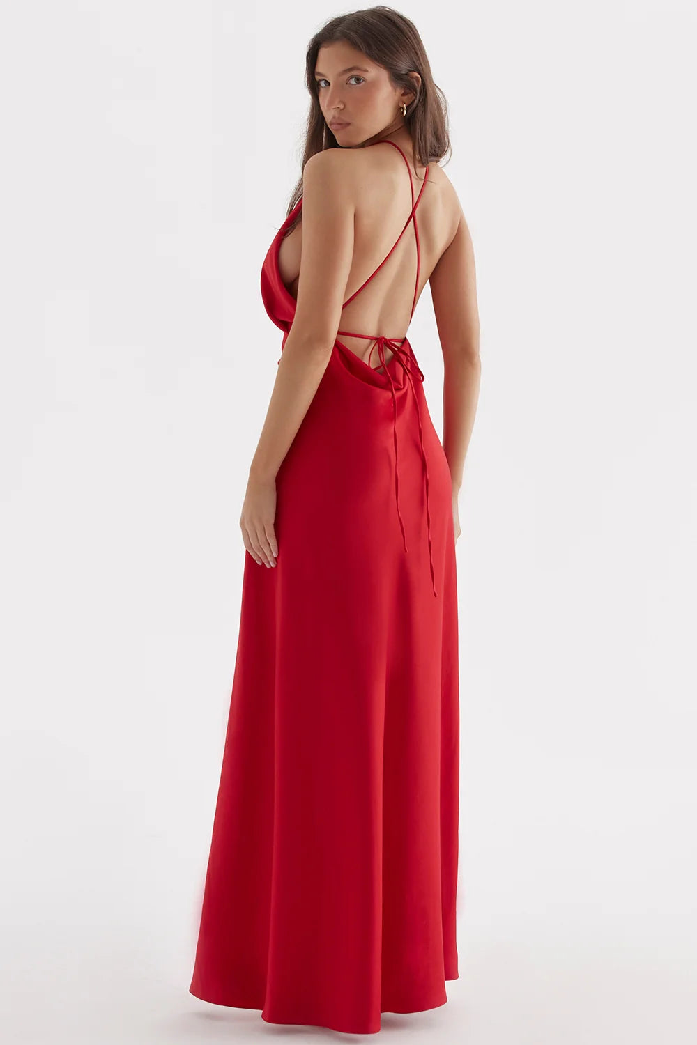 red rose thigh slit maxi dress