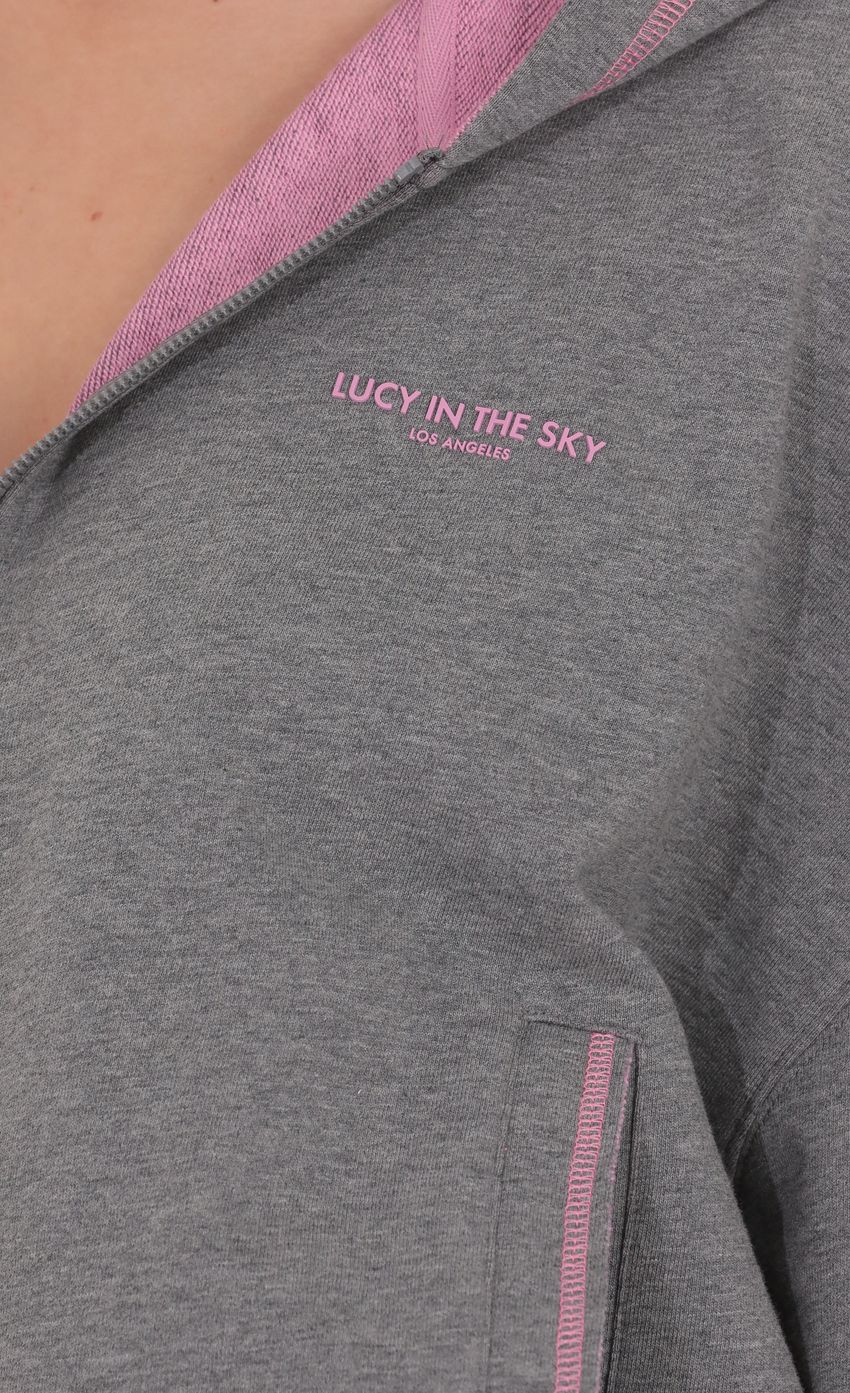 Two-Toned Cropped Hoodie in Grey
