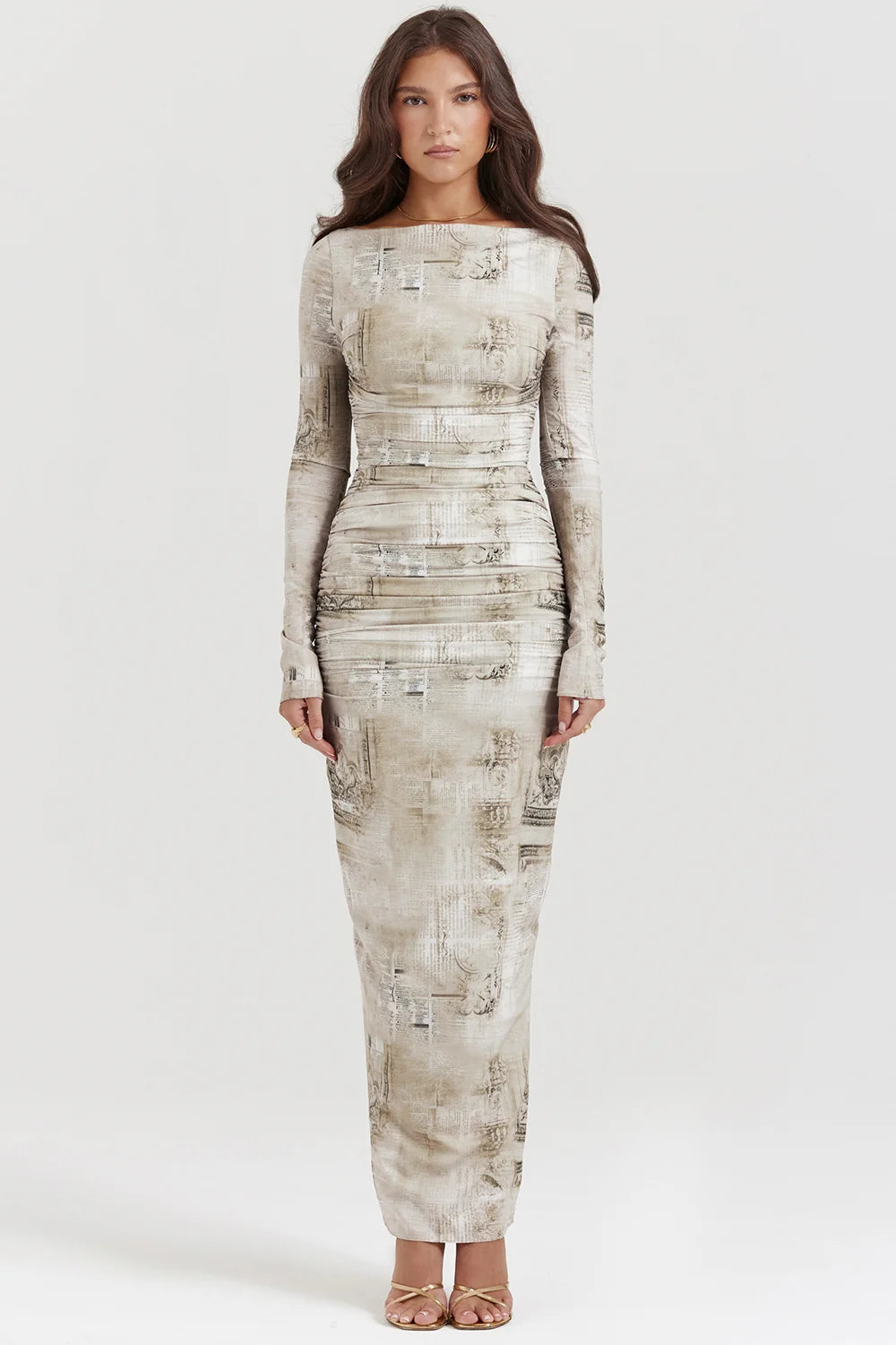pale sage print maxi dress