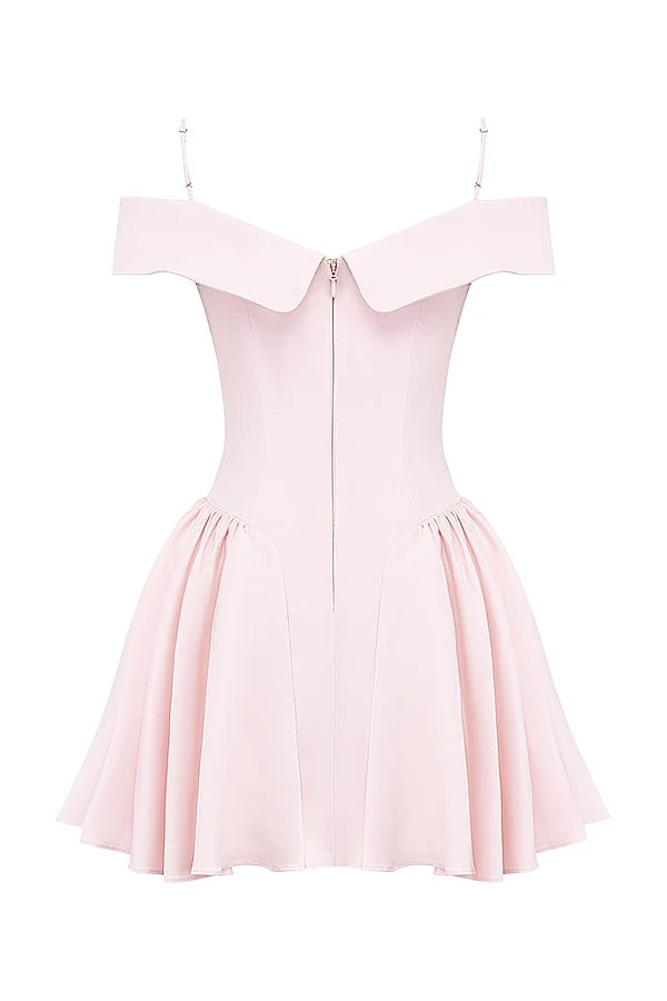 ballerina pink off shoulder mini dress