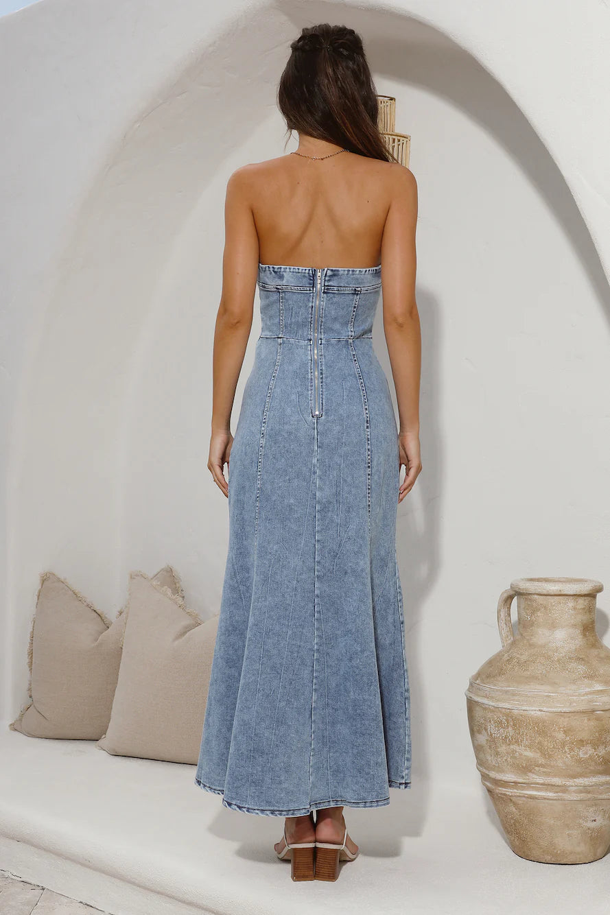 For The Record Maxi Dress Denim