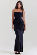 black strapless corset dress