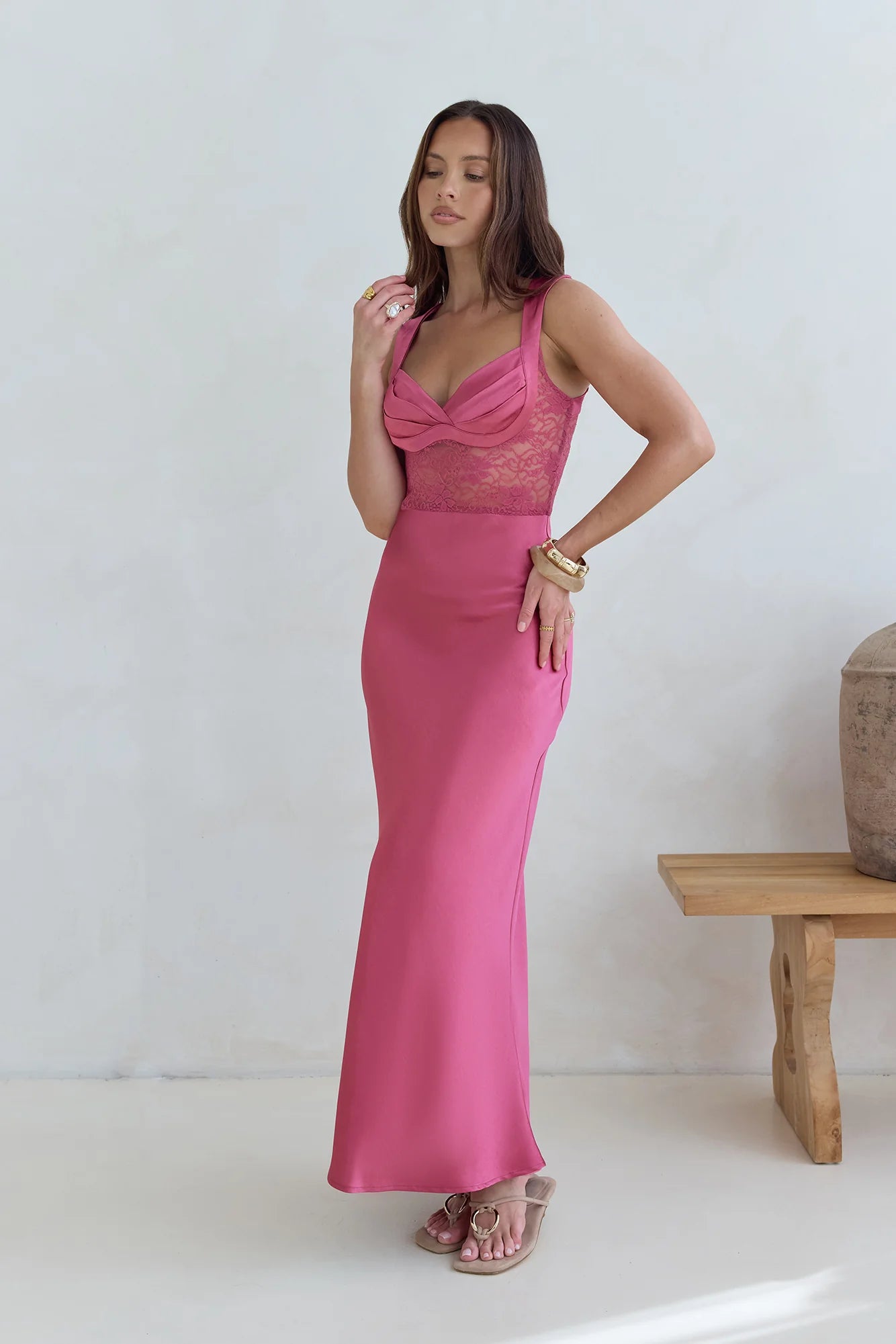 Milos Nights Midi Dress Rose