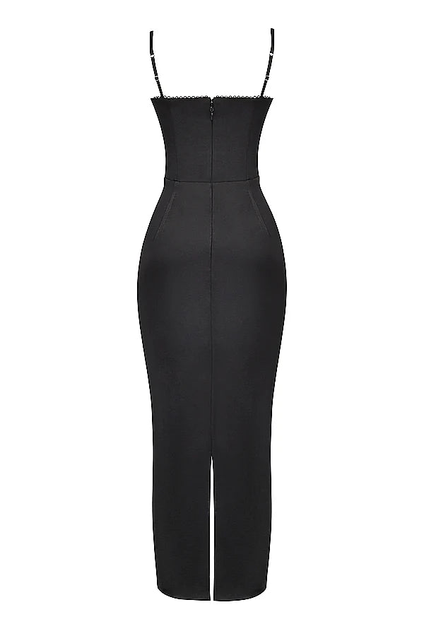 black corset maxi dress