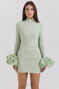 pistachio ruffle cuff mini dress - sale