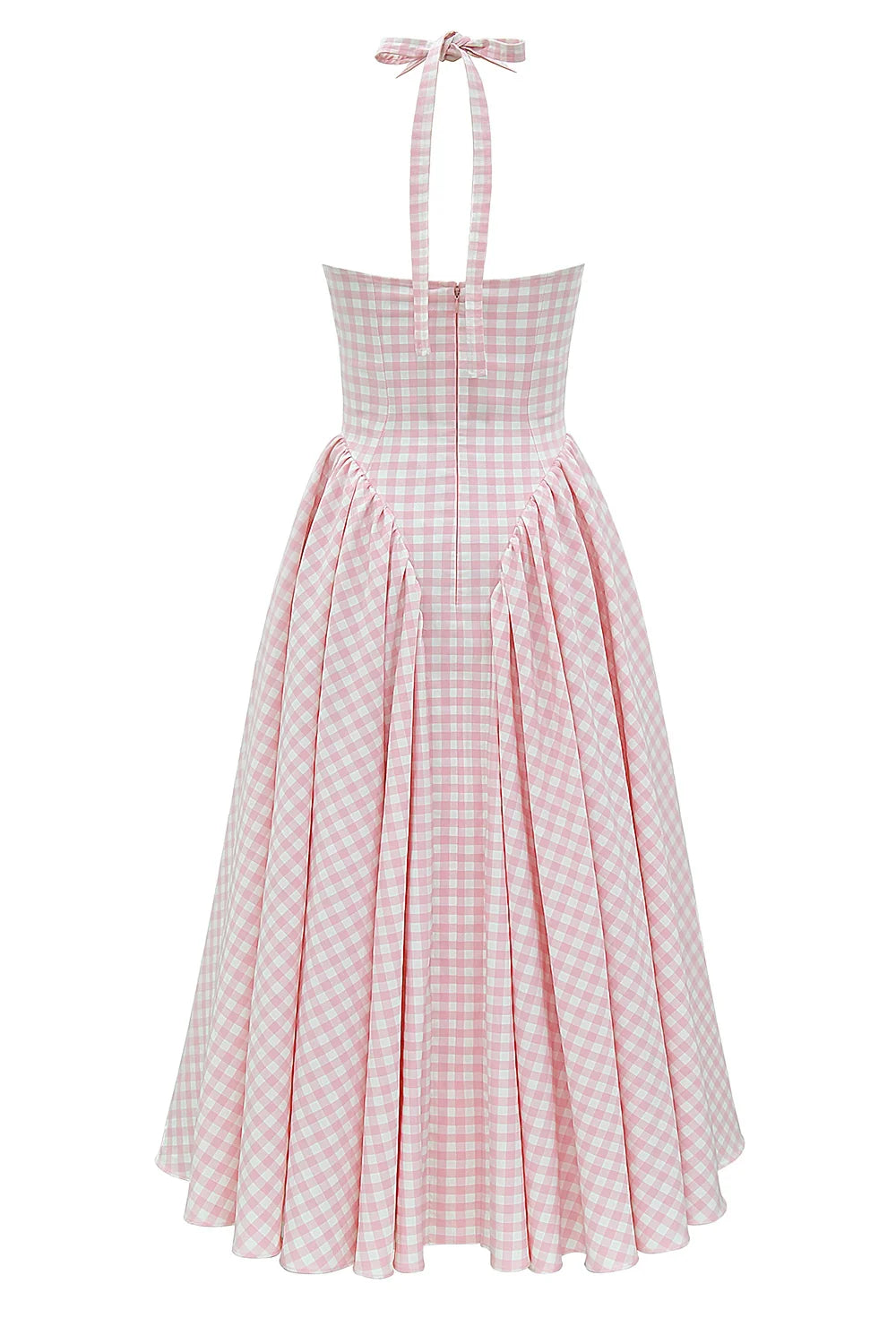 strawberry shortcake gingham halter midi sundress