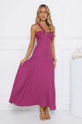 Glossed Edge One Shoulder Maxi Dress Plum