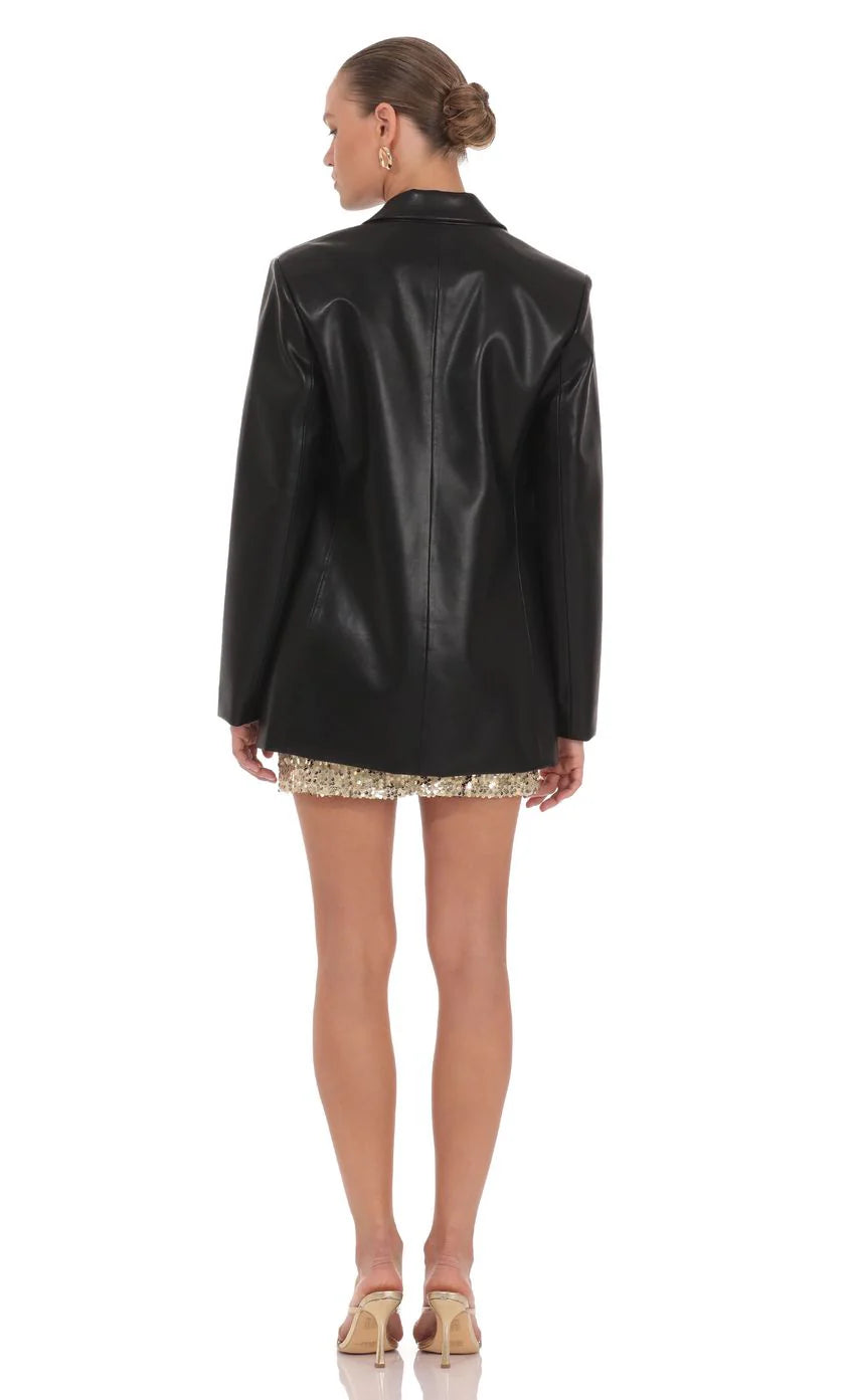 Maria Faux Leather Blazer