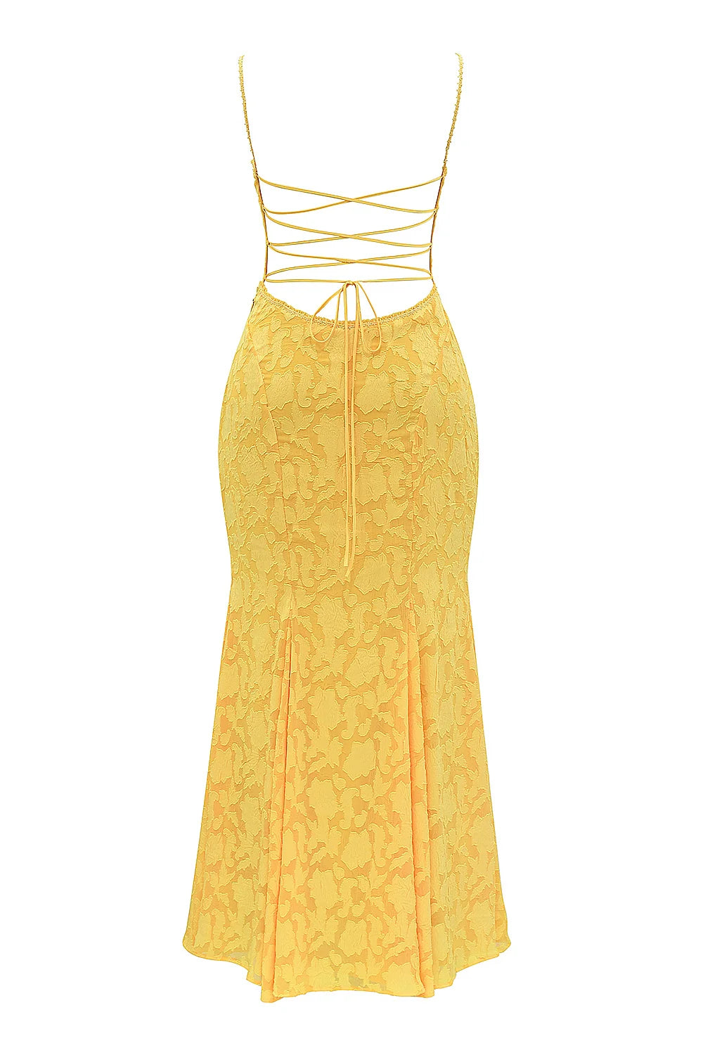 apricot lace up back maxi dress