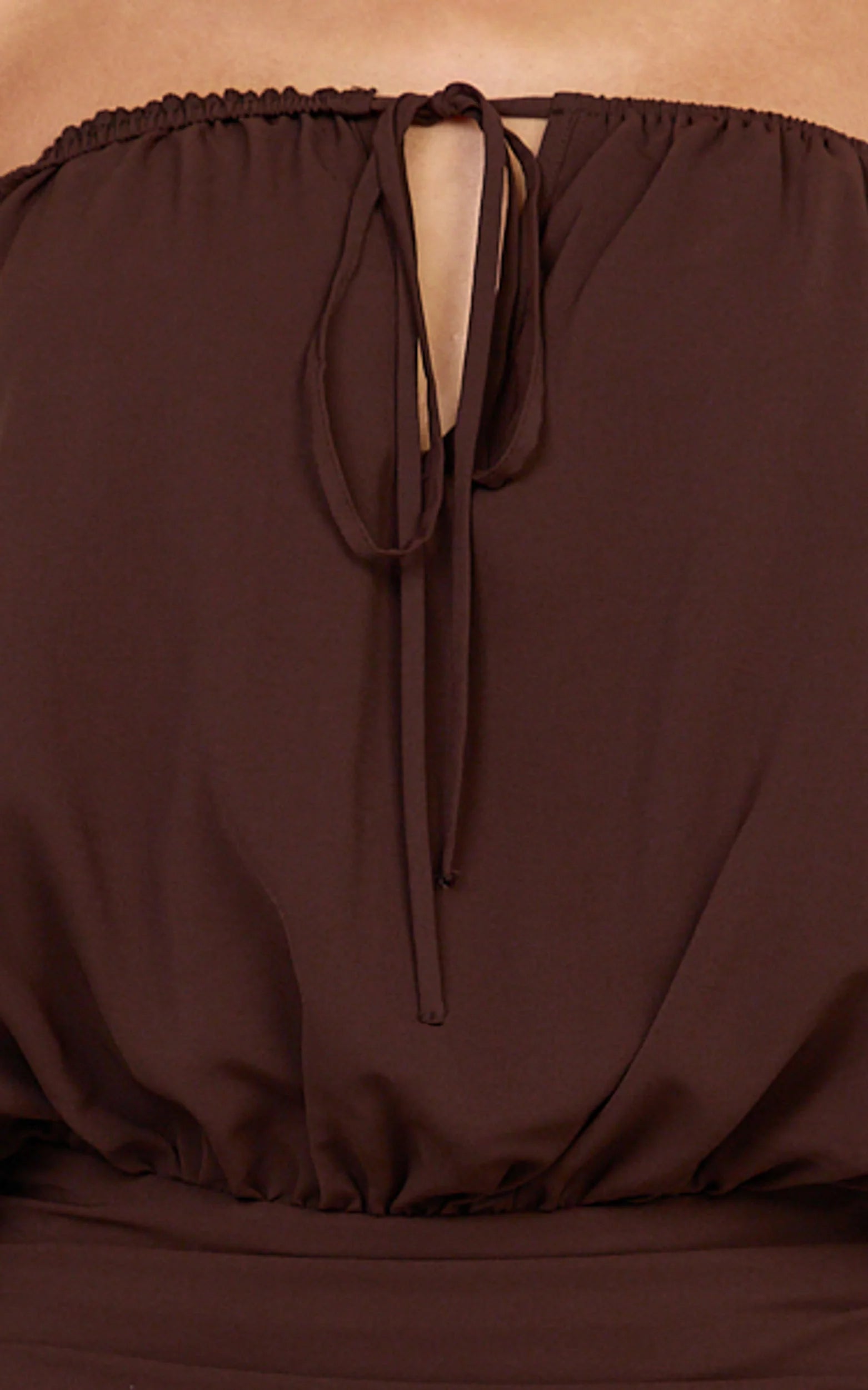 Sailor Mini Dress - Off Shoulder Ruffle Skirt Dress in Chocolate