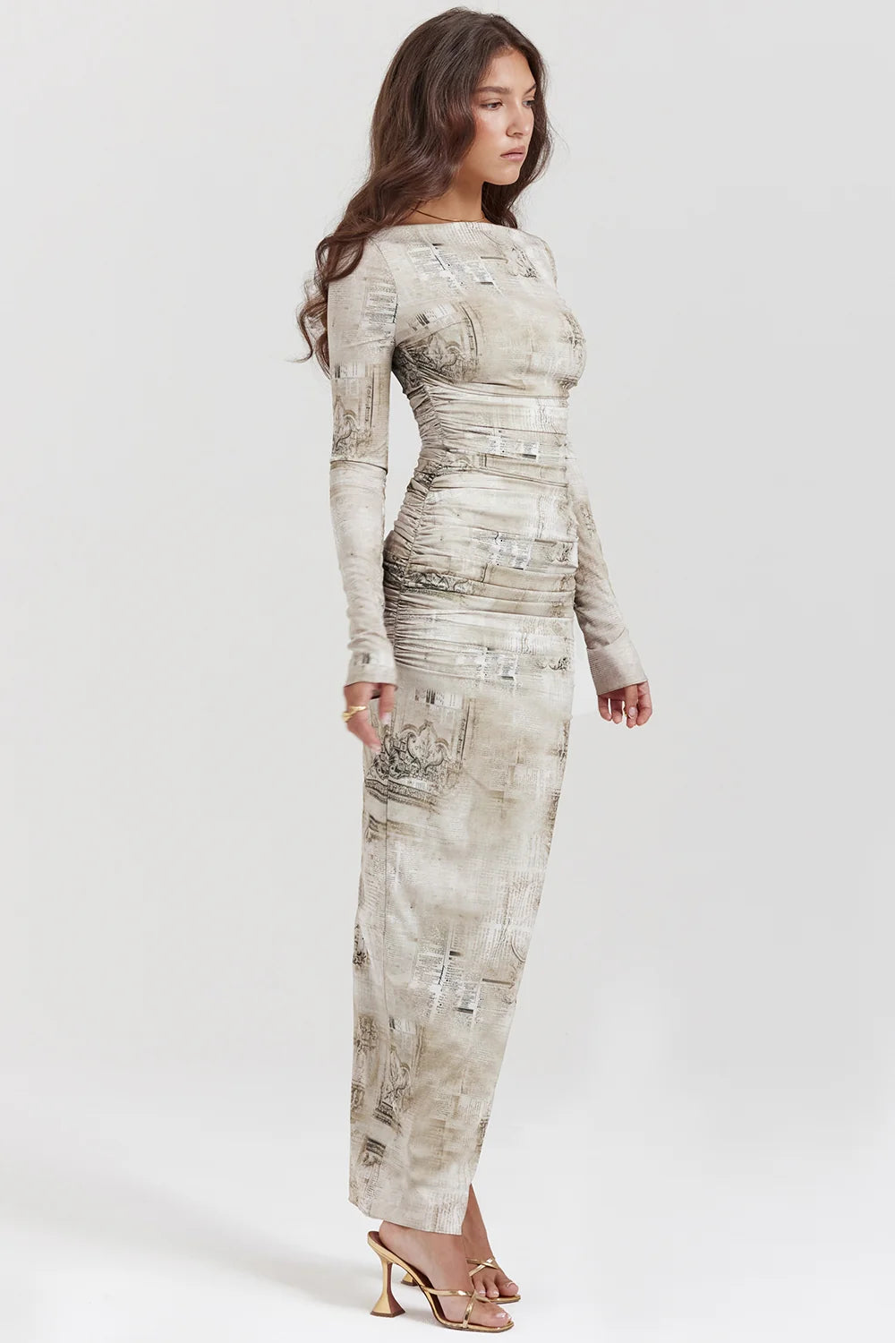 pale sage print maxi dress
