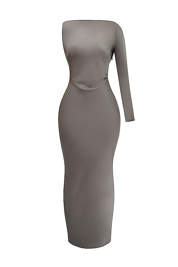 smoke one sleeve maxi dress